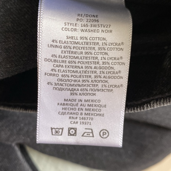 Re/Done 70s Stove Pipe Denim Jeans in Washed Noir MSRP $265 - Picture 9 of 11